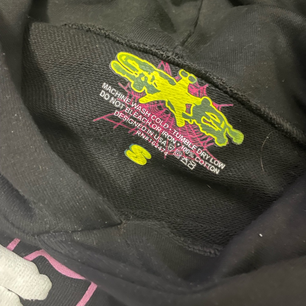 pink webbed sp5der hoodie